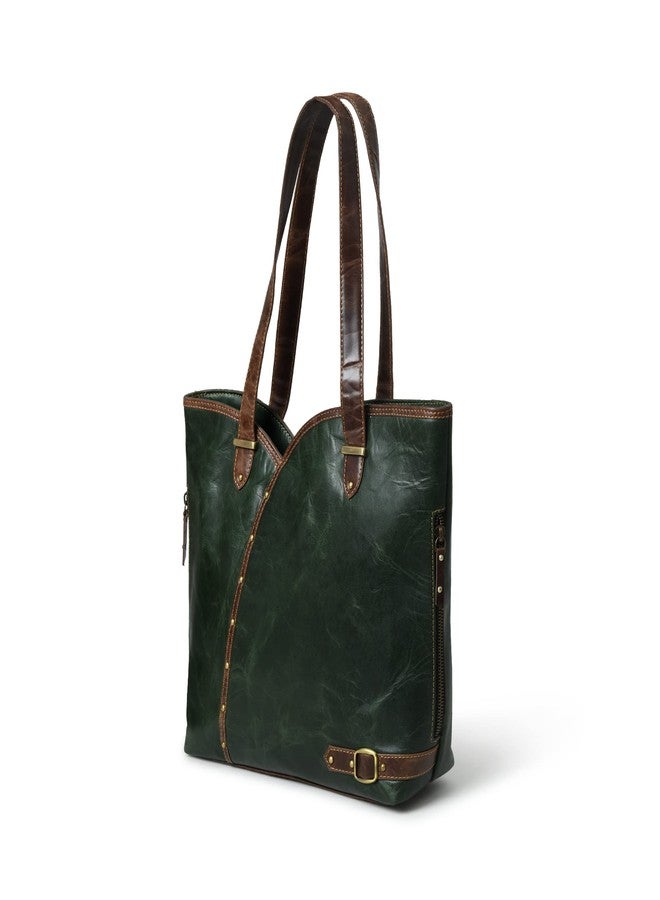 MaheTri Leather Shoulder Bag Tote for Women Purse Satchel Travel Bag shopping Carry Messenger Multipurpose Handbag, Buffalo Leather (Green) - Image 2